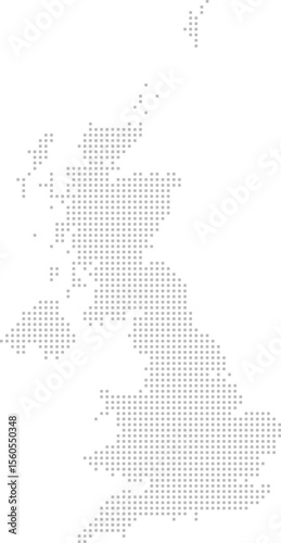 United Kingdom – square dot grid vector map (Web Mercator projection, PPT-compatible & fully editable)