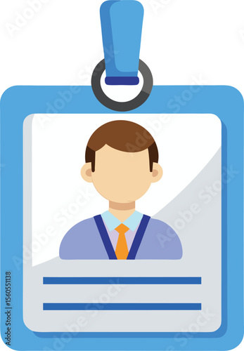 Clean and simple id badge design with customizable text fields and graphic elements on a white background