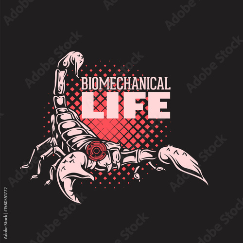 A biomechanical scorpion cyborg illustration, perfect for a t-shirt design.