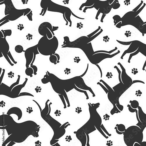 Dogs background, pattern set. Collection icon dogs. Vector