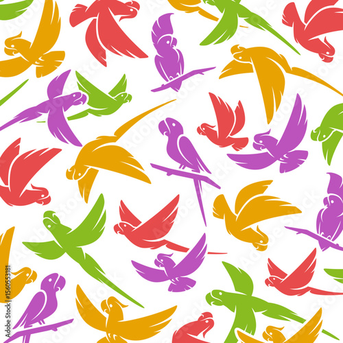 Parrot background, pattern set. Collection icon parrot. Vector