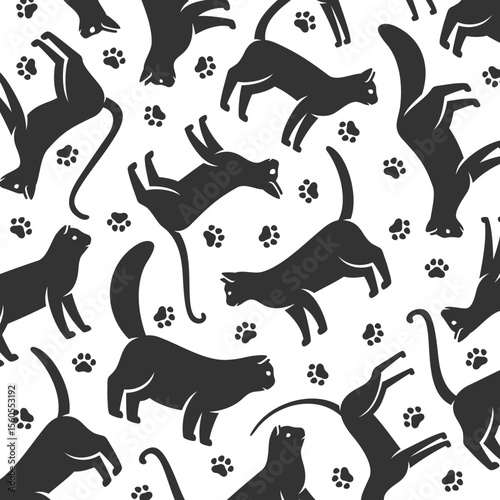 Сat background, pattern set. Collection icon cat. Vector