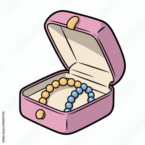 Colorful jewelry box with bracelets in pastel colors  