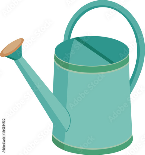 Green plastic watering can for gardening