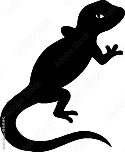 Option 3 (slightly more descriptive), Vector illustration of a funny cartoon lizard silhouette, a cute animal design with reptile art