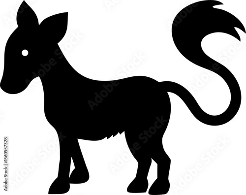 Black and white vector illustration of a wild horse silhouette