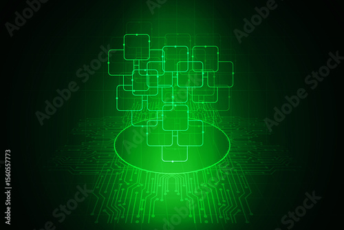 Wallpaper Mural 2d illustration Abstract futuristic electronic circuit technology background Torontodigital.ca