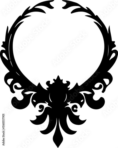 Ornamental Necklace Vector Art, Floral Jewelry Silhouette Design, Decorative Lace Necklace Vector, Elegant Ornate Collar Design, Vintage Floral Necklace Vector, Intricate Pendant Frame Art, Antique La