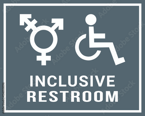 Inclusive Restroom Sign | Signage for All Gender and Accessible Bathrooms | Restroom Accessibility Symbols.