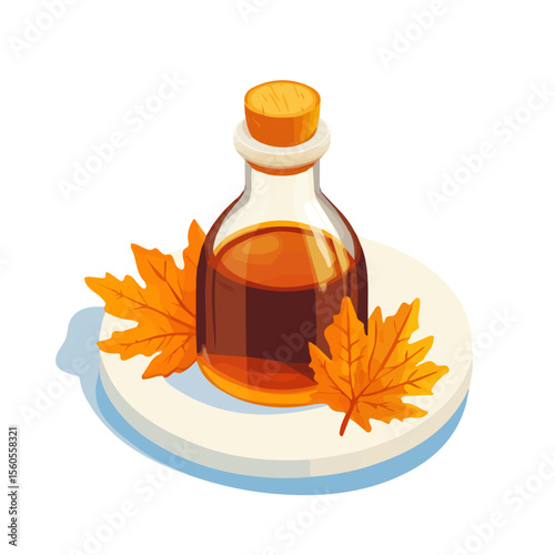 Maple Syrup, 2D isometric flat cartoon vector illustration isolated on white background.