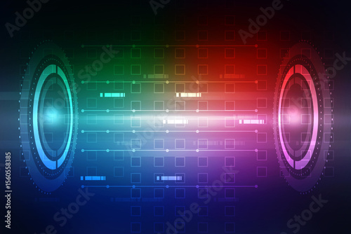Wallpaper Mural 2d illustration Abstract futuristic electronic circuit technology background Torontodigital.ca