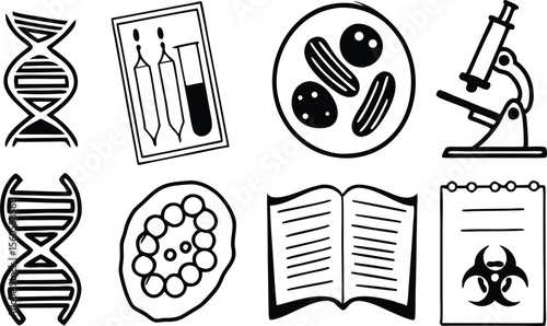 medical research icons  dna strand  genetic code .eps