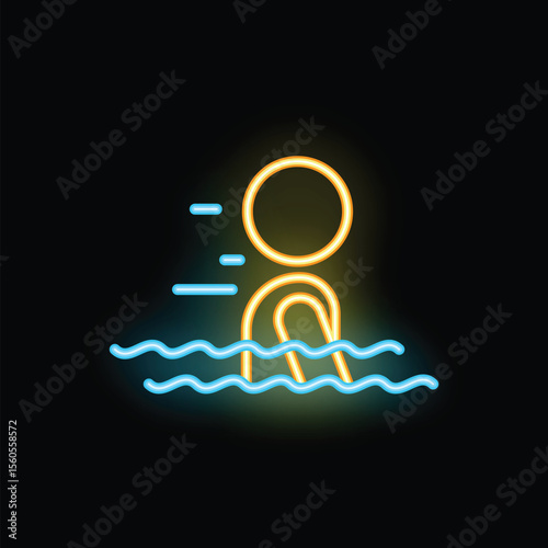 Neon sign of a swimmer swimming in freestyle style, perfect for any business related to swimming