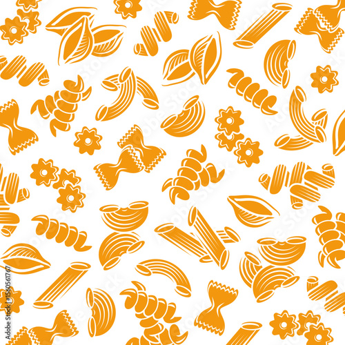 Pasta background, pattern set. Collection icons farm pasta. Vector