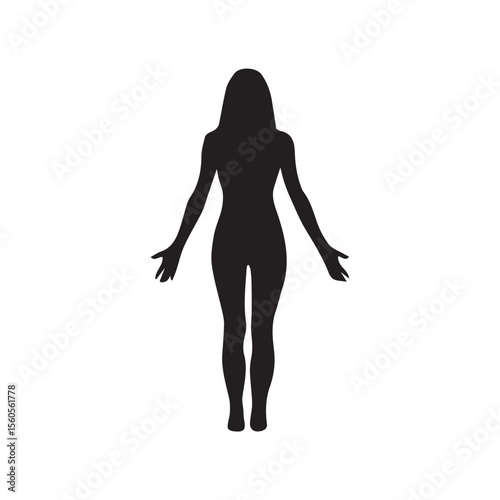 Woman vector silhouette, black color isolated on white background. Vector illustration