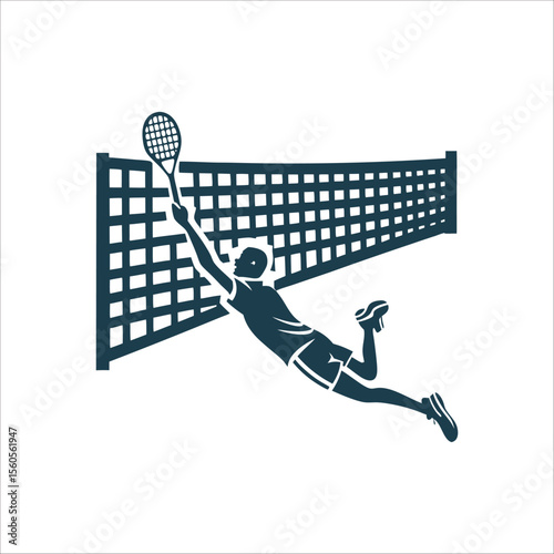 Tennis Player Diving for a Drop Shot A lunging player reaching for a drop shot