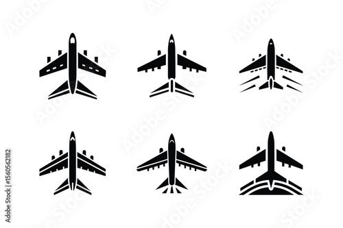airplane takeoff icon silhouette vector illustration