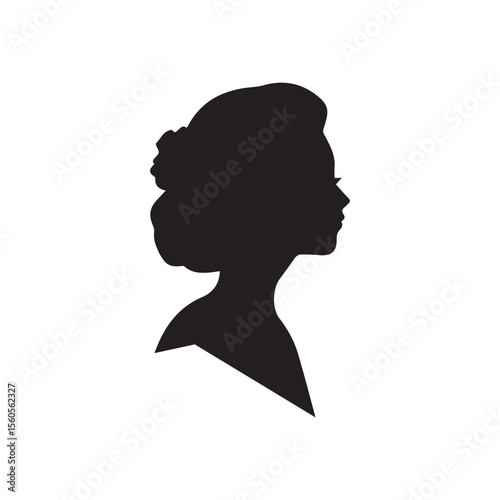 Woman vector silhouette, black color isolated on white background. Vector illustration