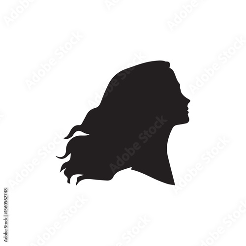 Woman vector silhouette, black color isolated on white background. Vector illustration