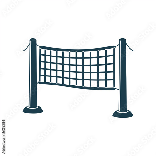 Simple Badminton Net Illustration, Minimalist Design A simplified badminton net with posts