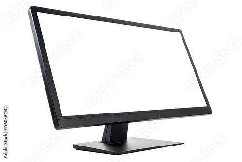 Minimal Black Computer Monitor with Flat Screen Isolated on Transparent Background