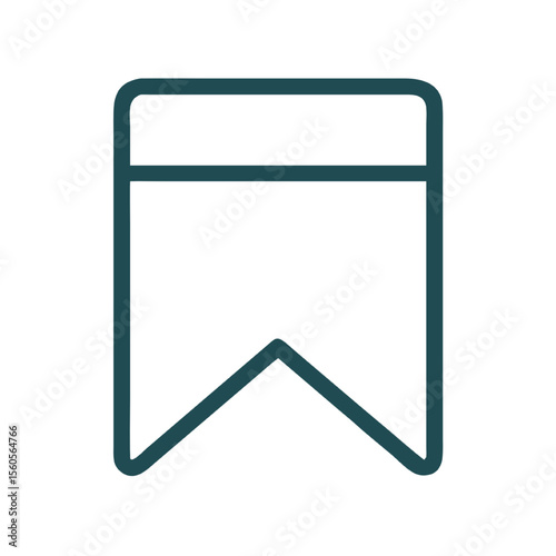 Minimalist Bookmark Icon Folded at Top, Simple Design