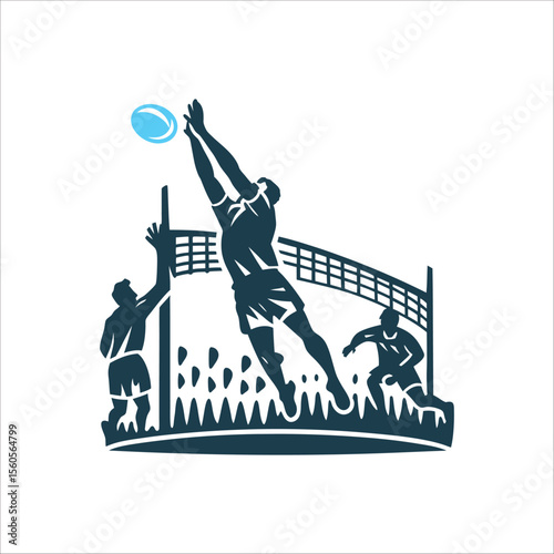 Volleyball Player Jumping for Spike Illustration A player jumping for a high clear
