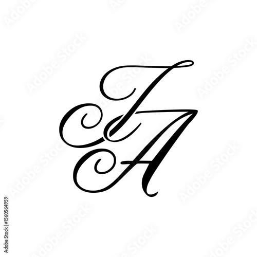 Elegant JA Monogram Logo in Black Script – Luxury Calligraphy Initial Design on White Background