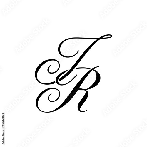 Elegant JR Monogram Logo in Black Script – Luxury Calligraphy Initial Design on White Background
