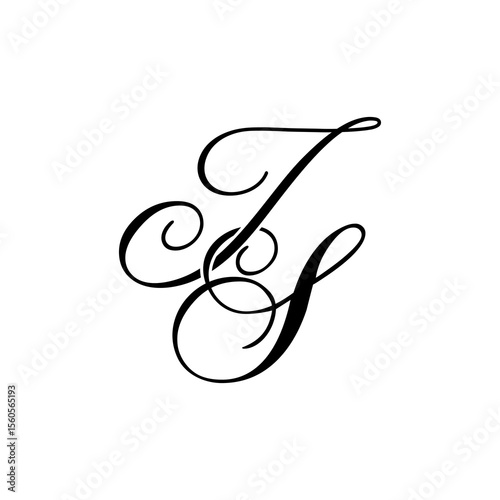 Elegant JS Monogram Logo in Black Script – Luxury Calligraphy Initial Design on White Background