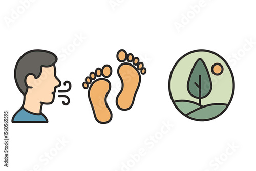 Breath smell male odor fresh air nature icon vector vector icon isolated illustration