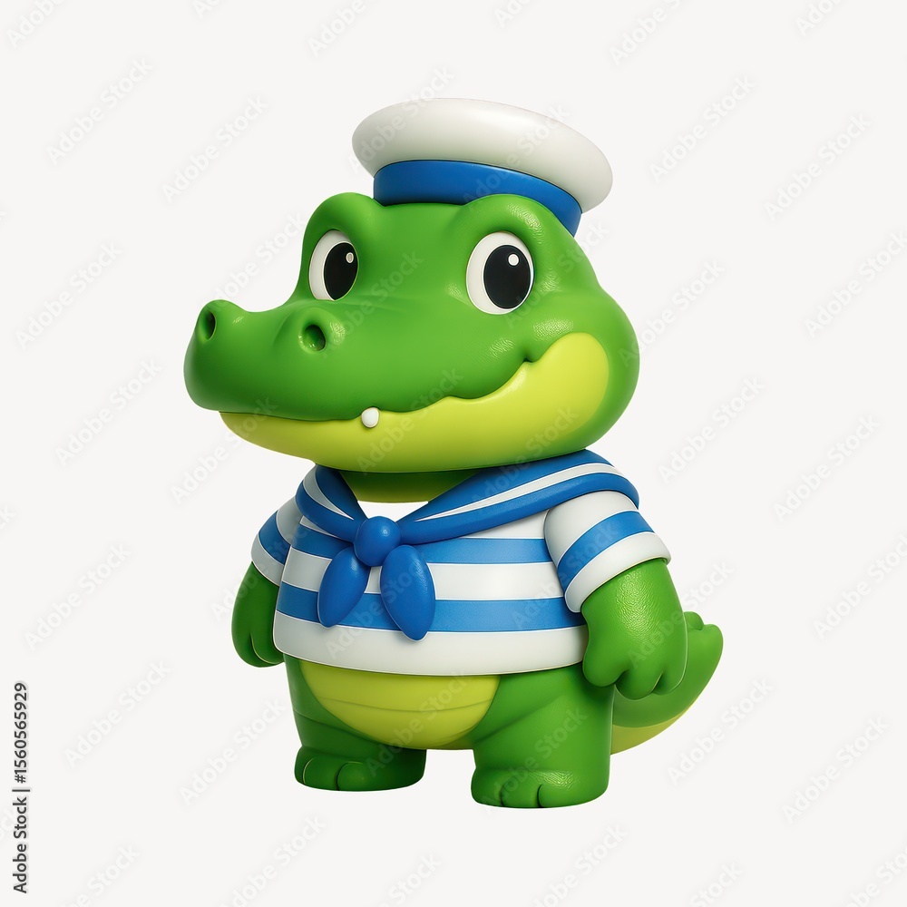 Fototapeta premium Cute cartoon crocodile sailor