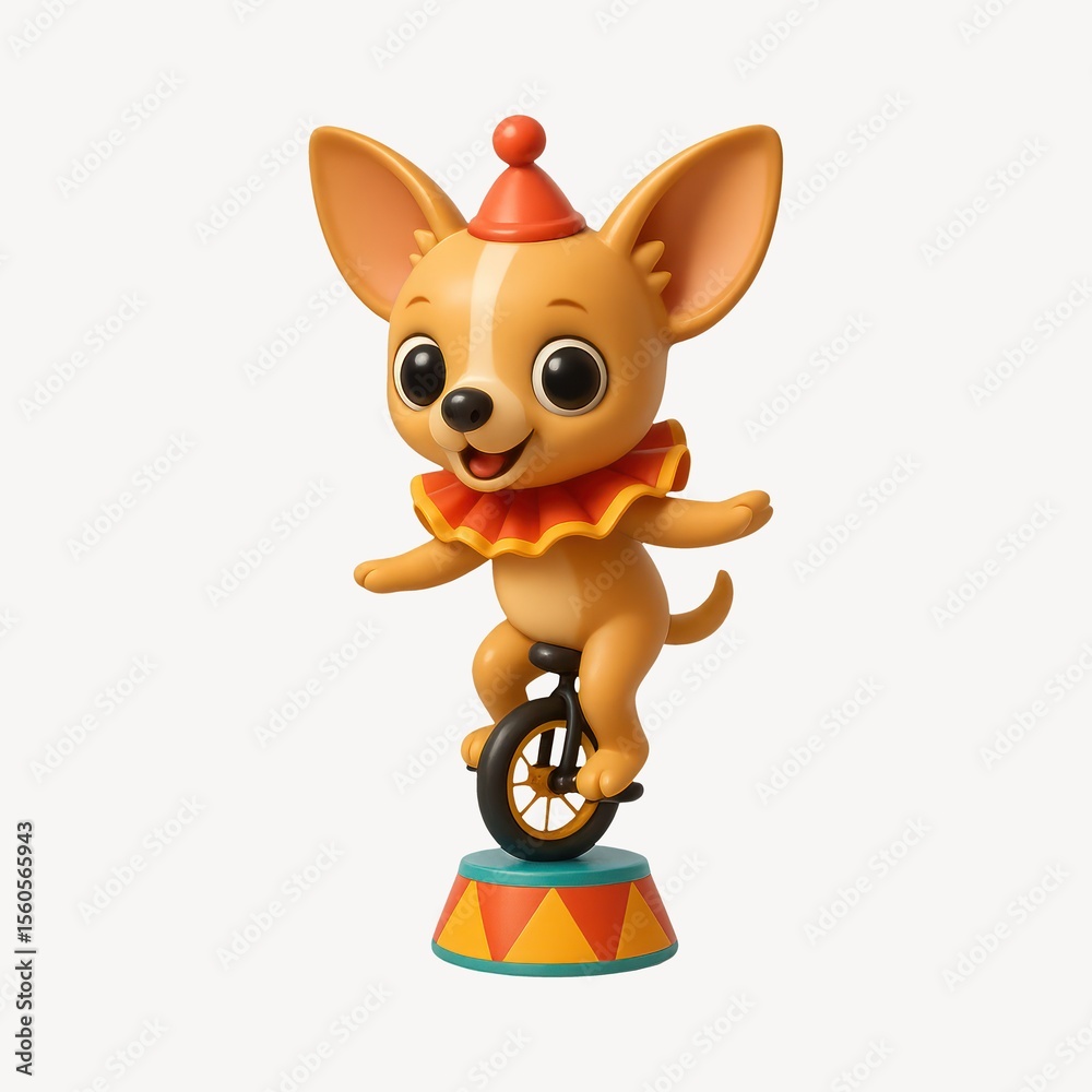 Obraz premium Circus dog unicycle performance
