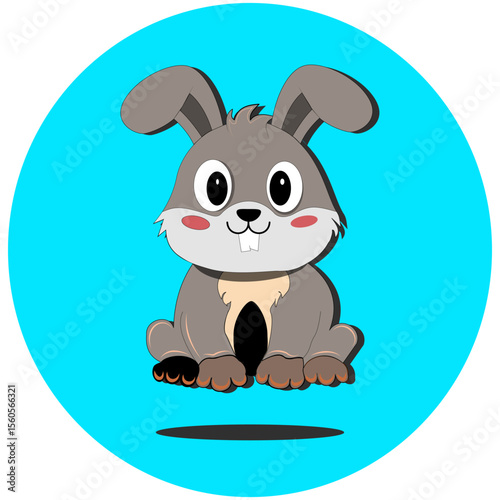 Adorable cartoon bunny character in flat vector style. Great for children's products, Easter designs, stickers, storybooks, or playful branding elements.