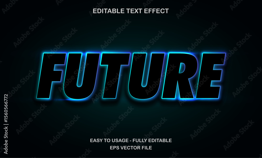 Obraz premium Blue futuristic text effect with modern glow style for sci-fi, technology, and digital themes