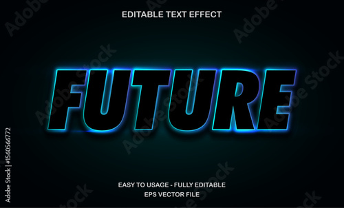 Blue futuristic text effect with modern glow style for sci-fi, technology, and digital themes