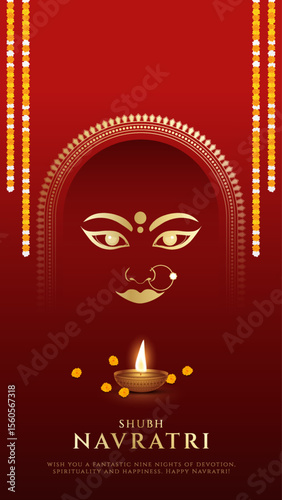 Maa Durga mantra with face in Sanskrit Translation In English Happy Navratri and "Lord Shiva asked for all the blessings"