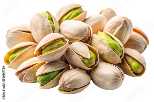 Close-Up of Pistachio Nuts Isolated on Transparent Background