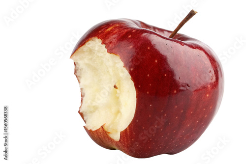 Partially Eaten Red Apple Isolated on Transparent Background