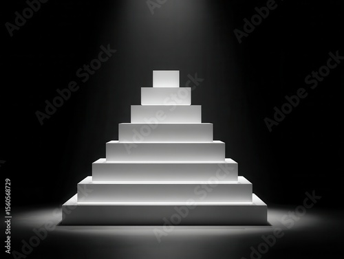 White Pyramid Shape on Black Background with Soft Lighting Effects