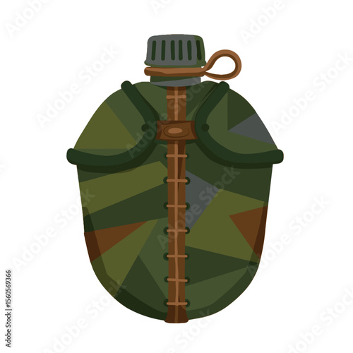 Camouflage military canteen illustration for outdoor survival and adventure designs