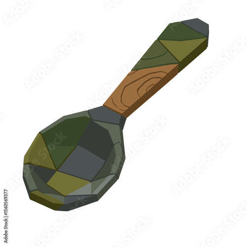 Geometric stylized wooden spoon illustration for rustic kitchen and camping designs
