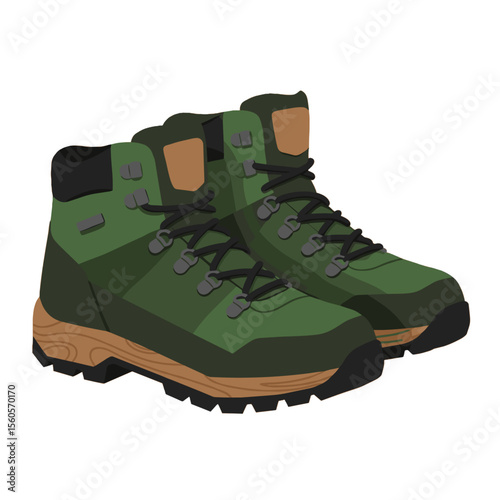 Hiking boots icon in alpine vector style for trekking, camping and outdoor adventure designs