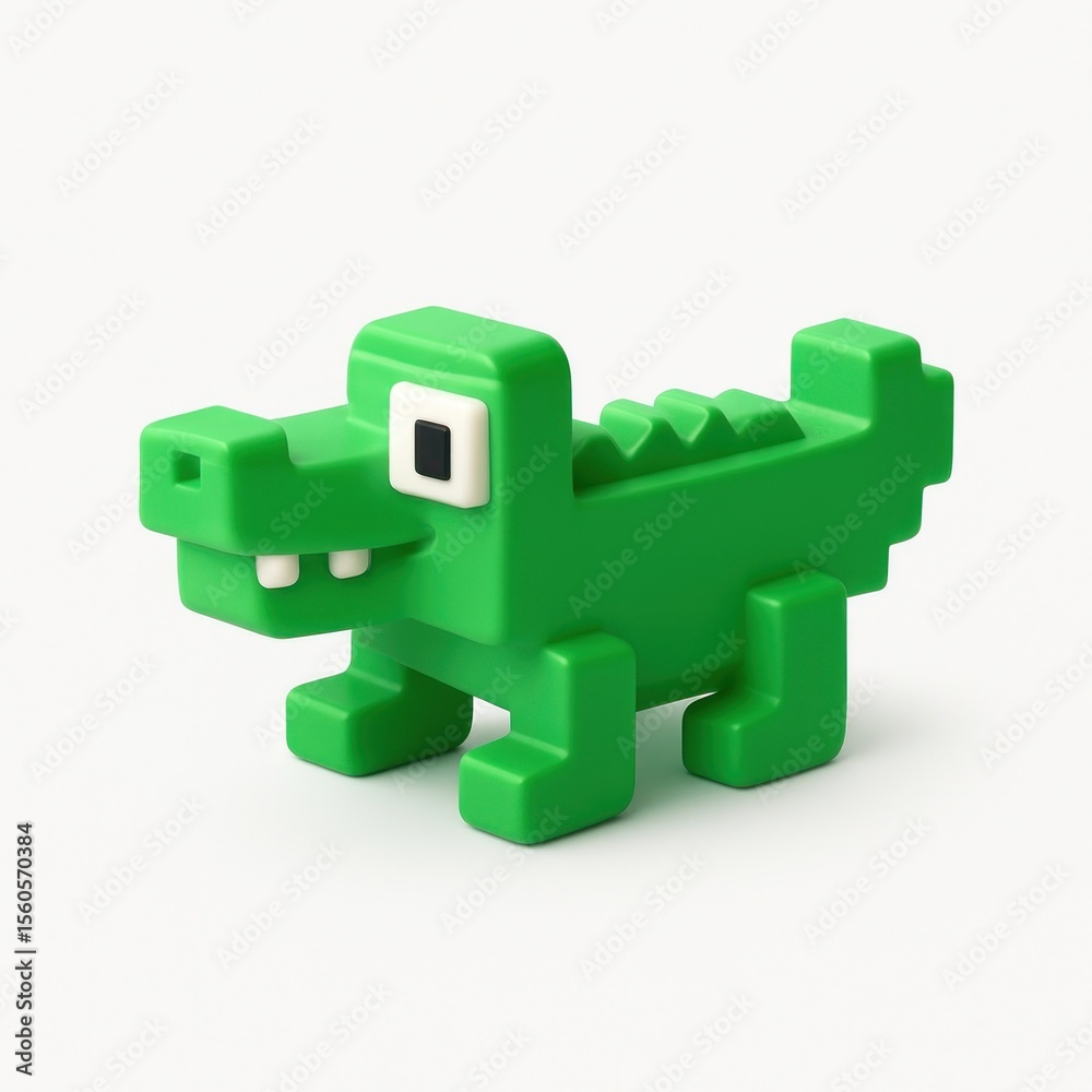 Obraz premium Playful green blocky crocodile