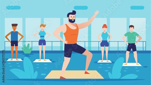A water aerobics class designed for men of all abilities providing a lowimpact and supportive environment for a fullbody workout.. Vector illustration