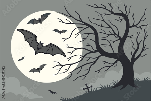 Halloween Bats Under the Moonlight
