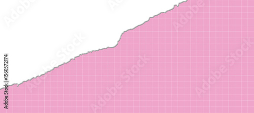 A piece of torn pink sheet in a cell. Decorative horizontal background with a torn sheet of pink paper in a cell. A tight space for your text. Wegtr graphics