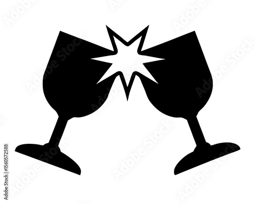 A battle wine glass silhouette, Clinking Wine Glasses Cheers Silhouette vector design