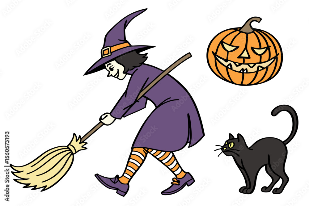 Obraz premium Pumpkin Patch Halloween Night Vector 