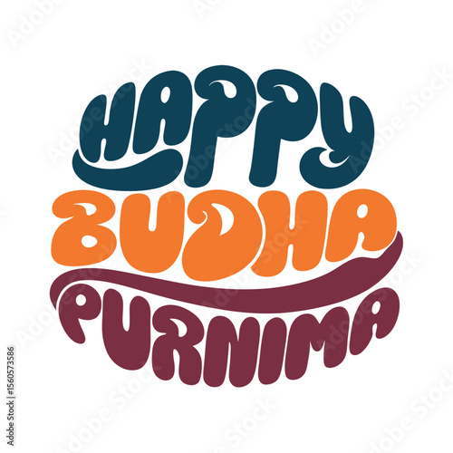 bold modern typography design happy buddha purnima